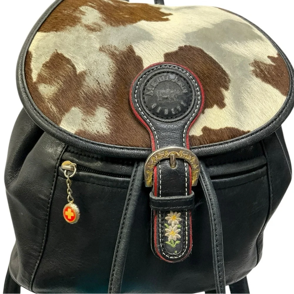 🤎 Marina Jonet Italian Cowhide‎ & Leather Backpack 🎒 Western Boho Alpine Vibe